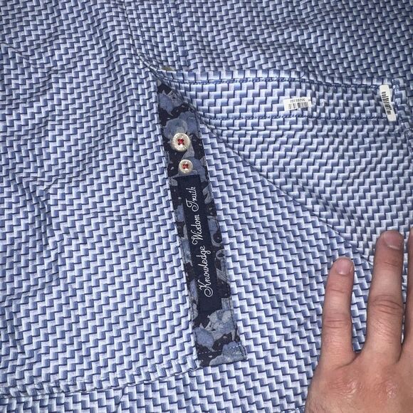 ROBERT GRAHAM LS Flip Cuff Button Front Zig/Zag Shirt SZ LG Cotton - Picture 5 of 9